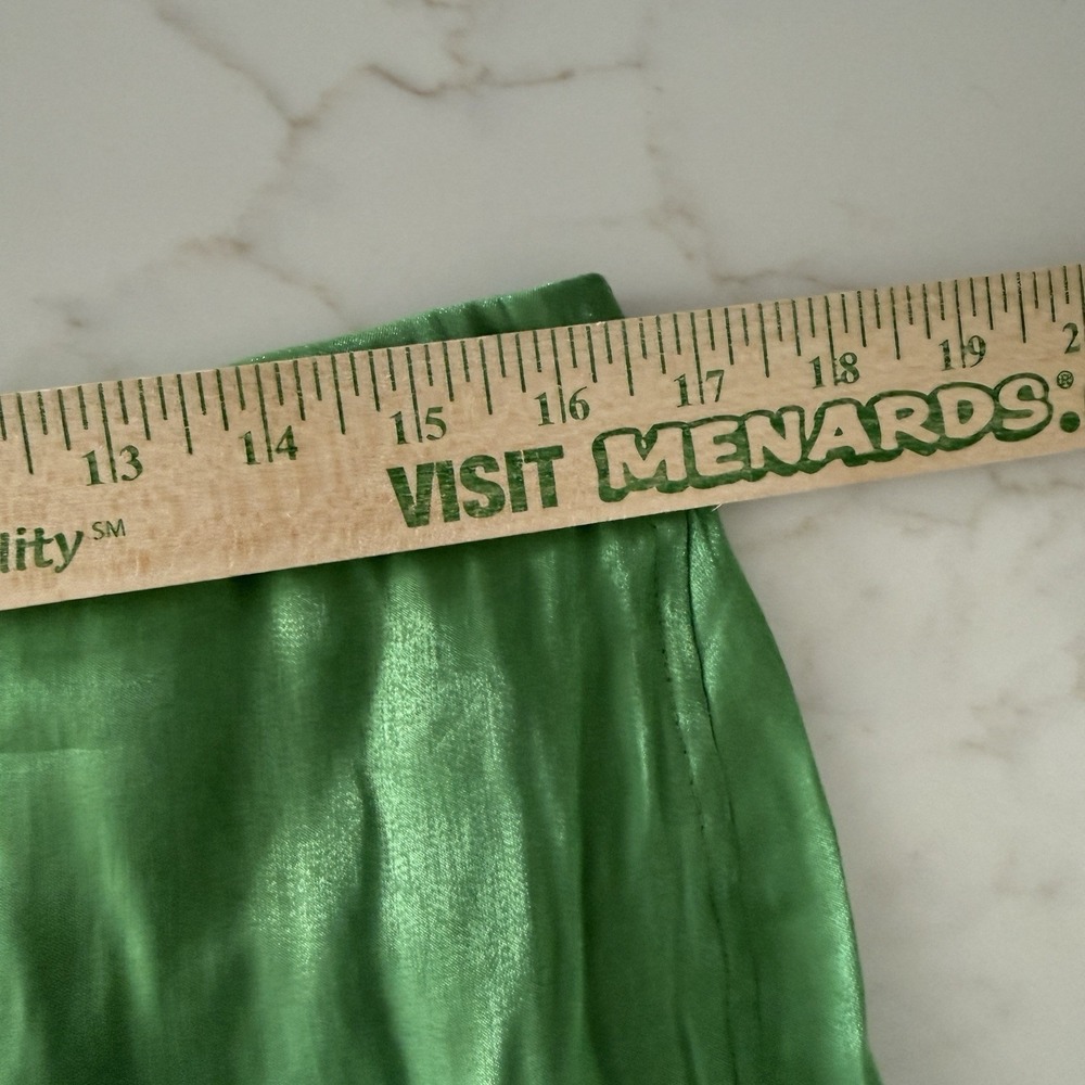 NWT Princess Polly Jupiter Fringe Wrap Mini Skirt Womens 12 Satin Green Dopamine - Picture 11 of 13